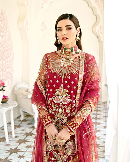 Gulaal | Wedding Formals | Rouge Embroidered Net 3-Piece Suit WS-06 - Pakistani Designer Dress - by Gulaal | Type: Bridal - 100% Original at Saira Sultan