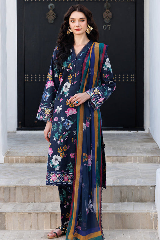 Farasha | Printed Essentials | Floral Stardust XS Navy Blue Lawn