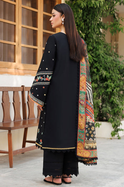 Farasha | Summer Weaves Embroidered Lawn | Midnight Veil S Black Lawn