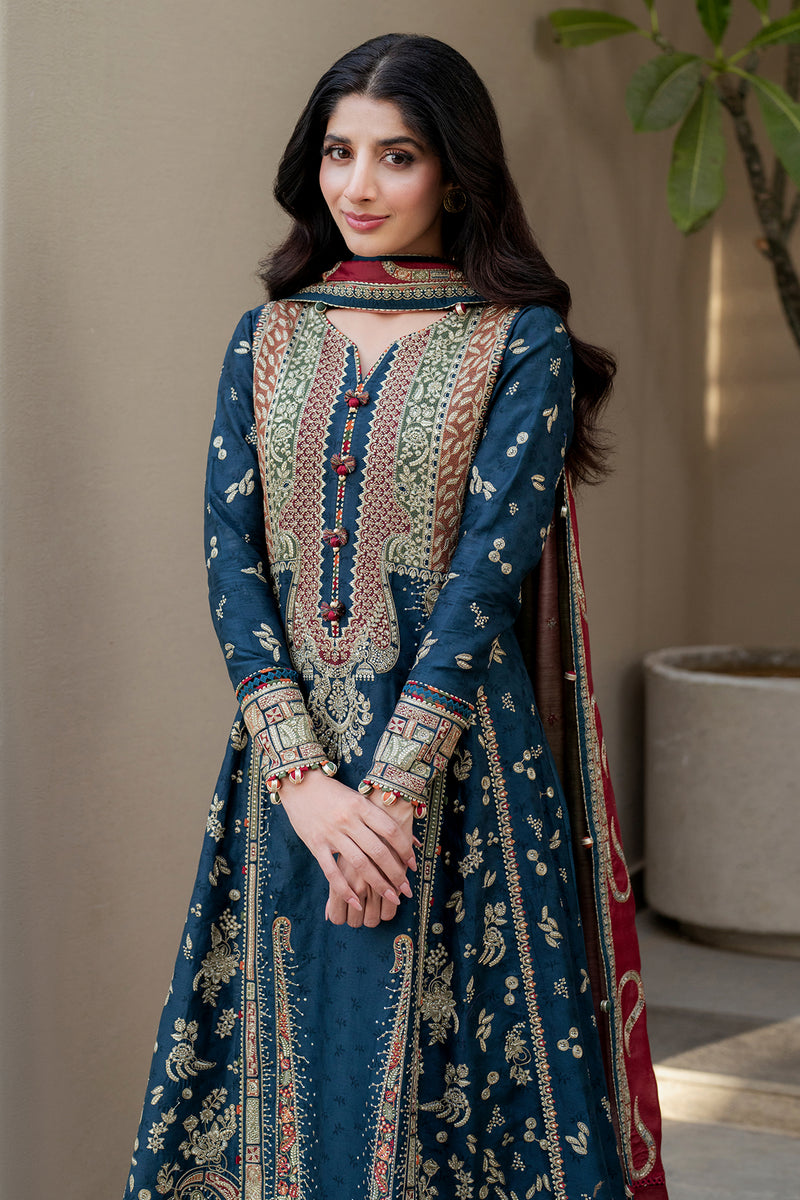 Jazmin | Shahkaar Luxury Lawn 25 | SL25-D3 XL Teal Blue Jacquard Lawn