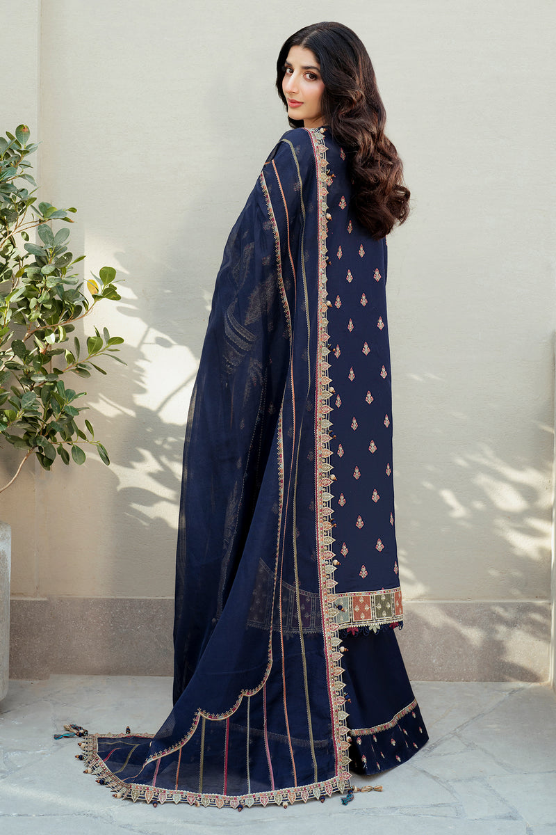 Jazmin | Shahkaar Luxury Lawn 25 | SL25-D8 S Navy Blue Lawn