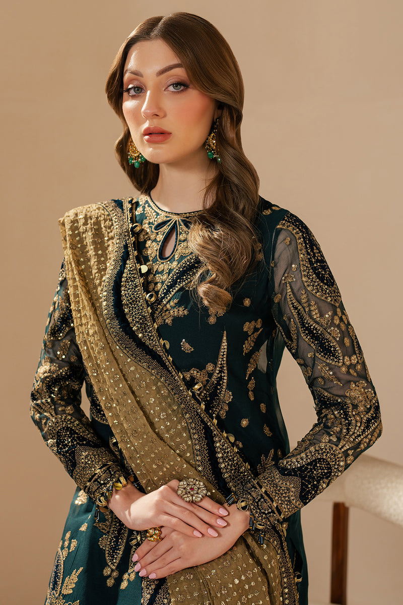 Jazmin | Wedding Formals | WF'25-06 M Deep Teal Green Chiffon