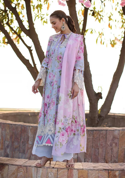 Elaf Premium | Prints Chikankari 24 | 04A OCEAN BLOSSOMS - Pakistani Designer Dress - by Elaf Premium | Type: Luxury - 100% Original at Saira Sultan
