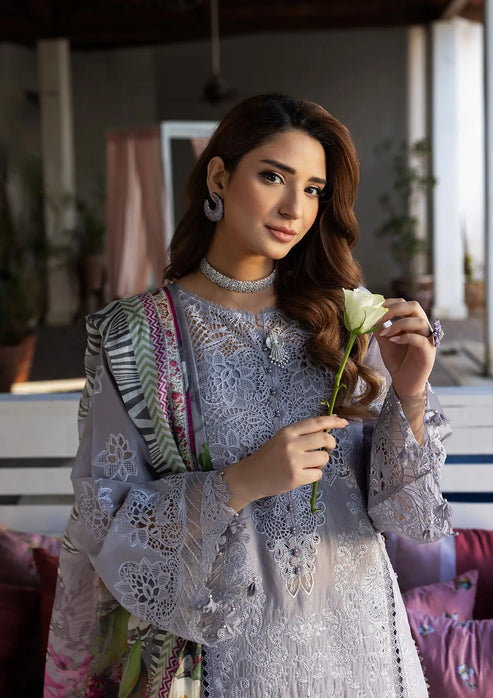 Kahf Premium | Luxury Lawn 25 | KLR-04 Lilia M Gray Lawn