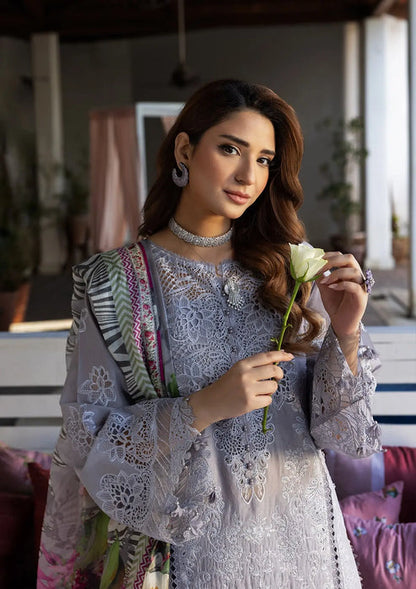 Kahf Premium | Luxury Lawn 25 | KLR-04 Lilia M Gray Lawn