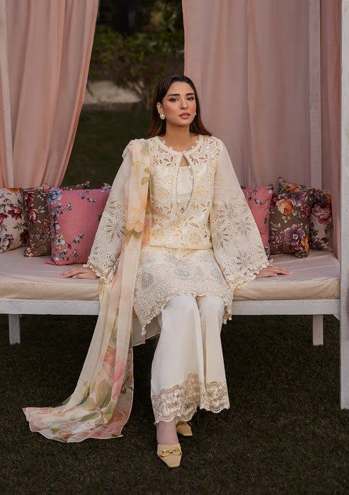 Kahf Premium | Luxury Lawn 25 | KLR-07 Miriam L Off White Lawn