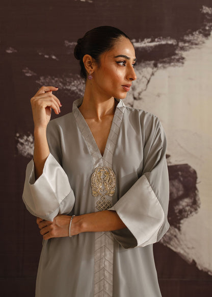 Mahgul | Eye of Cemal | Grey Jewel M Gray Georgette chiffon