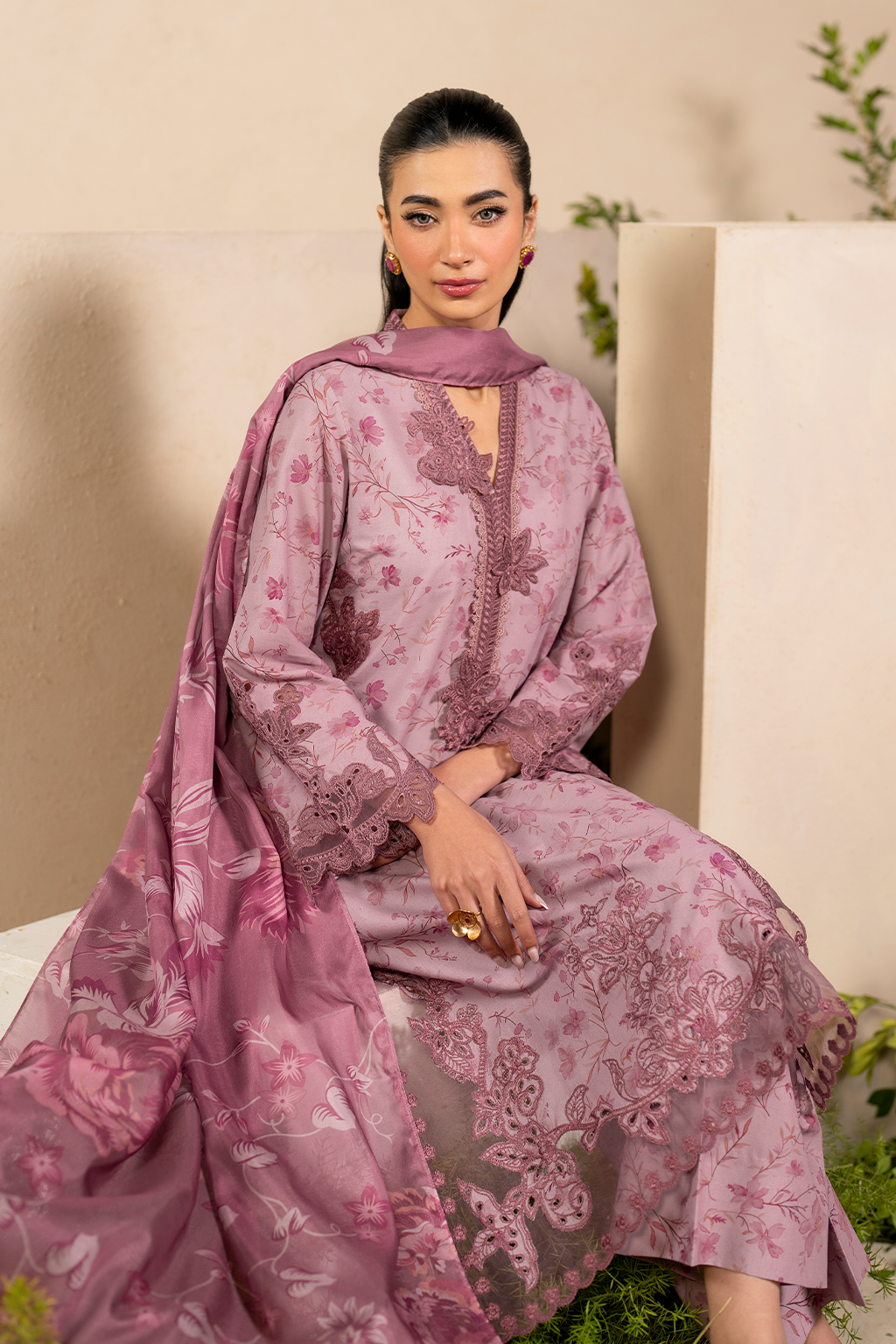 Iznik | Festive Lawn 25 | EFL-04 Custom Size Rose Pink Lawn