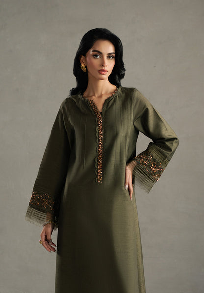 Zarqash | Silk Edit | ZQS 006 ARIA XL Olive Green Raw Silk