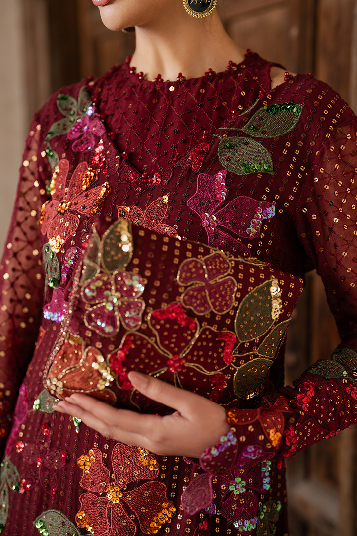 Iznik | Luxury Chiffon | ILC-05 XL Maroon Chiffon