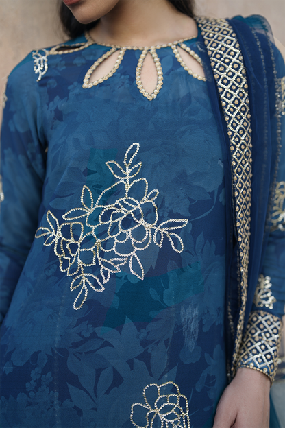 Iznik | Bandhani Formals | UE-331 XL Zinc Chiffon