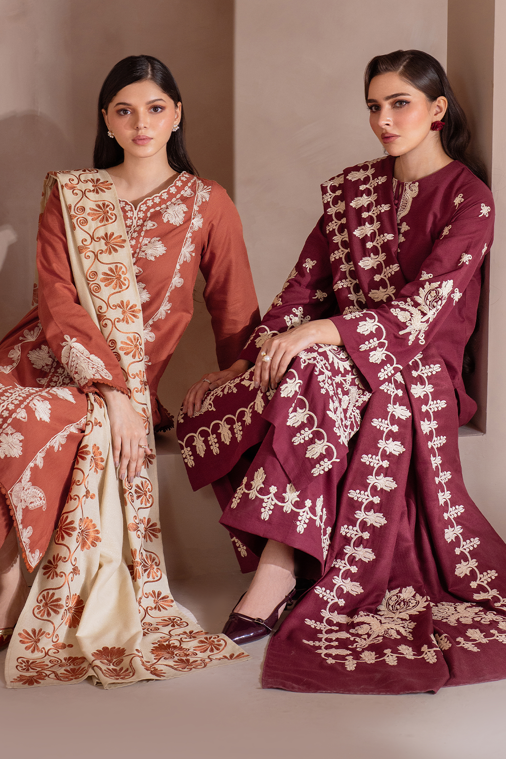 Iznik | Exclusive Winter | UE-368 Custom Size Burnt Orange Khaddar