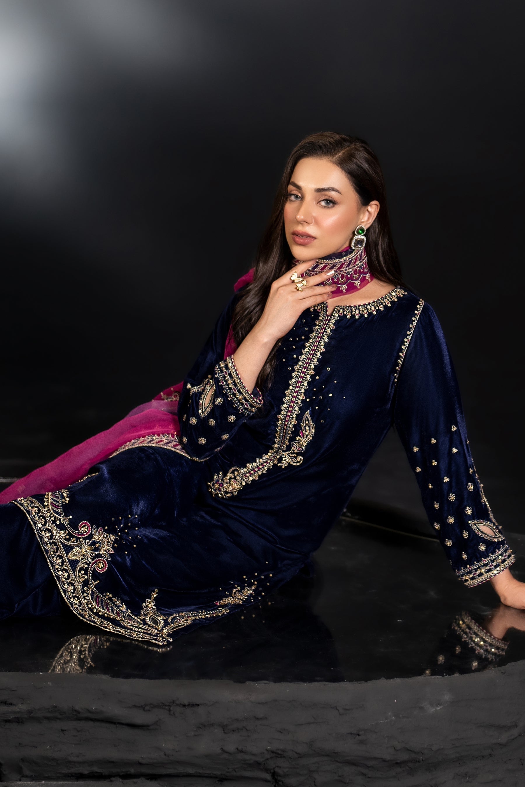 Naqshi | Makhmal 24 | IFRAH XL Navy Blue Velvet