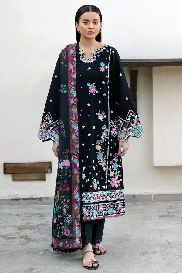 Farasha | Summer Weaves Embroidered Lawn | Ember Shadow XS Black Lawn