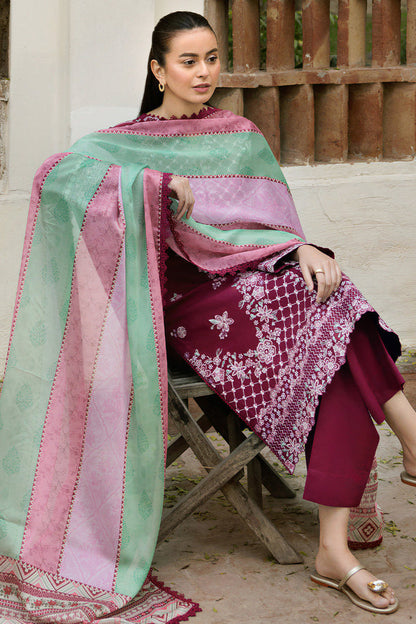 Farasha | Summer Weaves Embroidered Lawn | Satin Ruby XL Berry Lawn