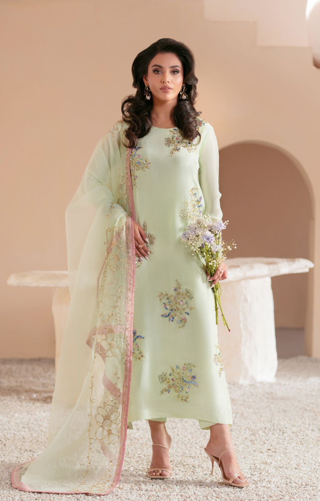Ajr Couture | Symphony Luxe Festive 25 | Ethereal S Mint Green Tissue Silk