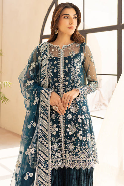 Farasha | Lu Zella Premium Formals 25 | Teal Drizzle - Pakistani Designer Dress - by Farasha - Type : Ladies Clothes - 100% Original at Saira Sultan