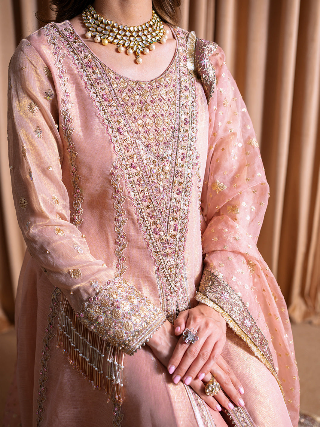 Faiza Faisal | Rema Wedding Formals 24 | Irum L Tea Pink Masoori Net