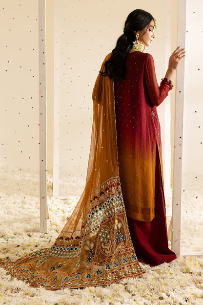 Nureh | Mukeshkari Formals | MK-09 S Rust Chiffon