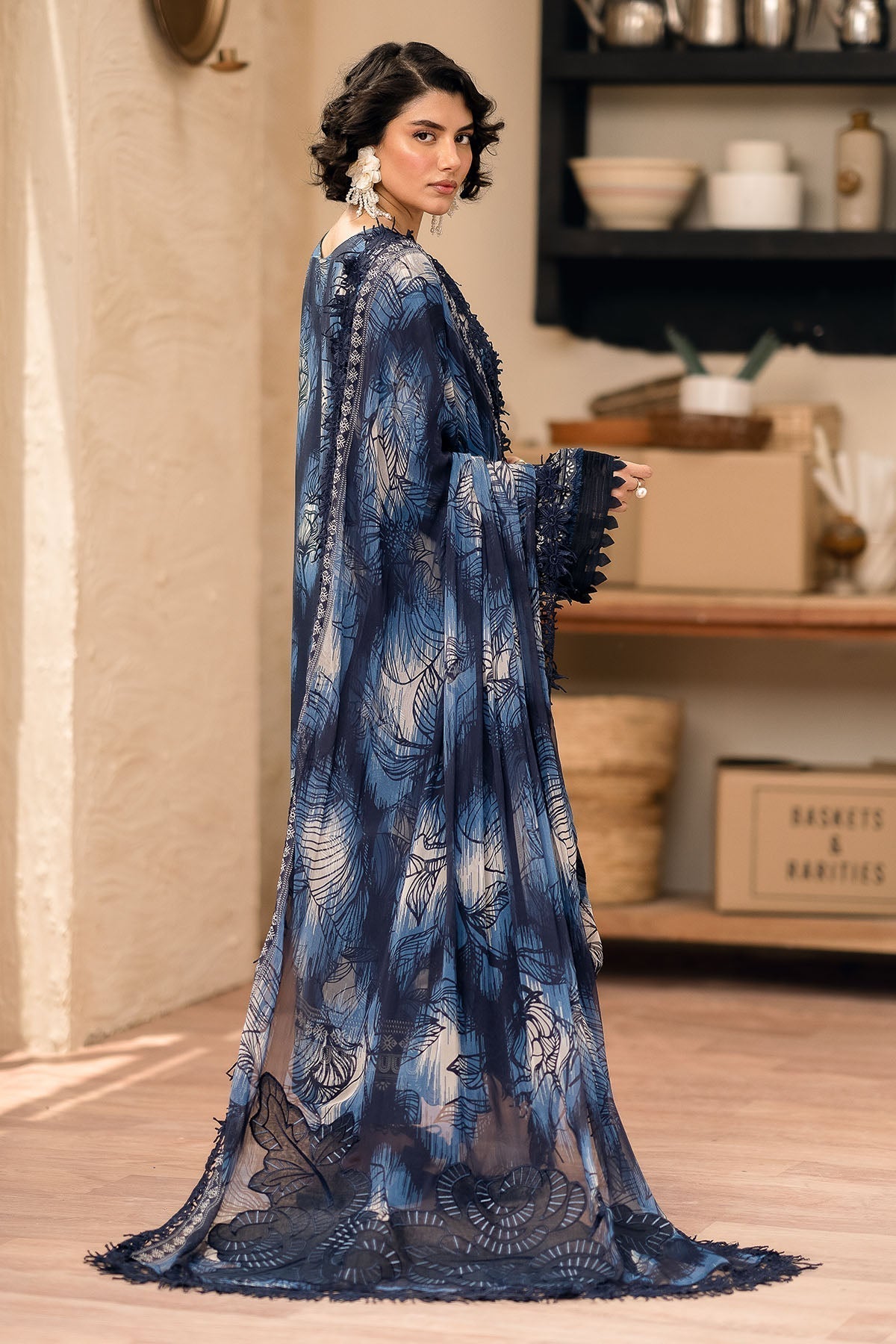 Nureh | Glam Girl Lawn | GL-21 S Navy Blue Crepe