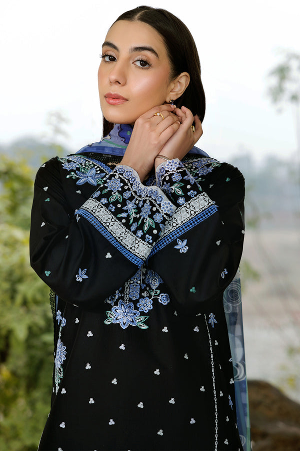 Farasha | Summer Weaves Embroidered Lawn | Ashen Light M Black Lawn