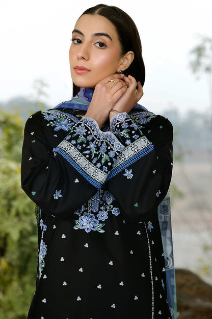 Farasha | Summer Weaves Embroidered Lawn | Ashen Light M Black Lawn