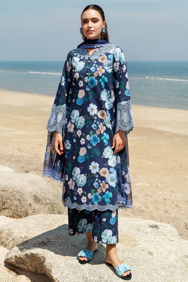Farasha | Printed Essentials | Floral Blush XS Navy Blue Lawn