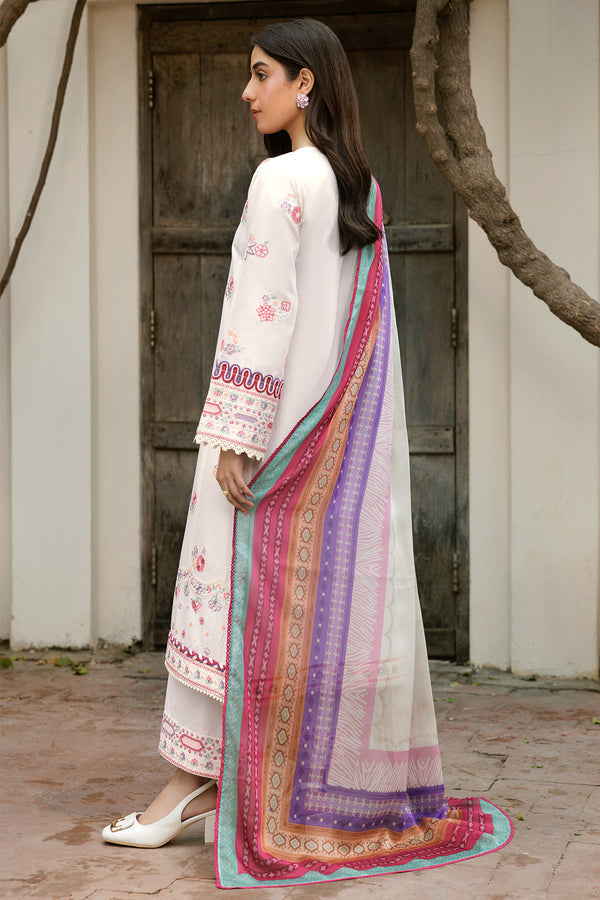 Farasha | Summer Weaves Embroidered Lawn | Pebble Glow S White Lawn