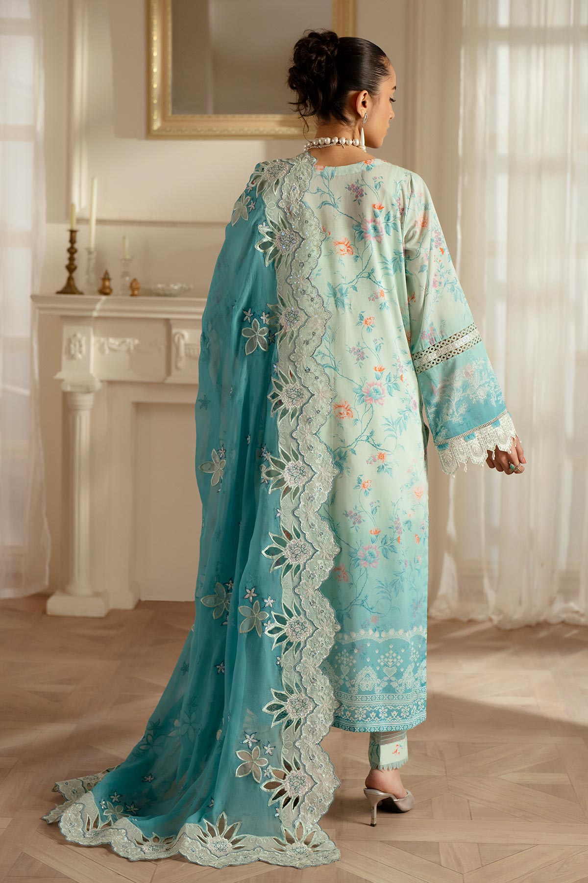 Nureh | Feya Eid Lawn | FE-06 S Ice Blue Lawn