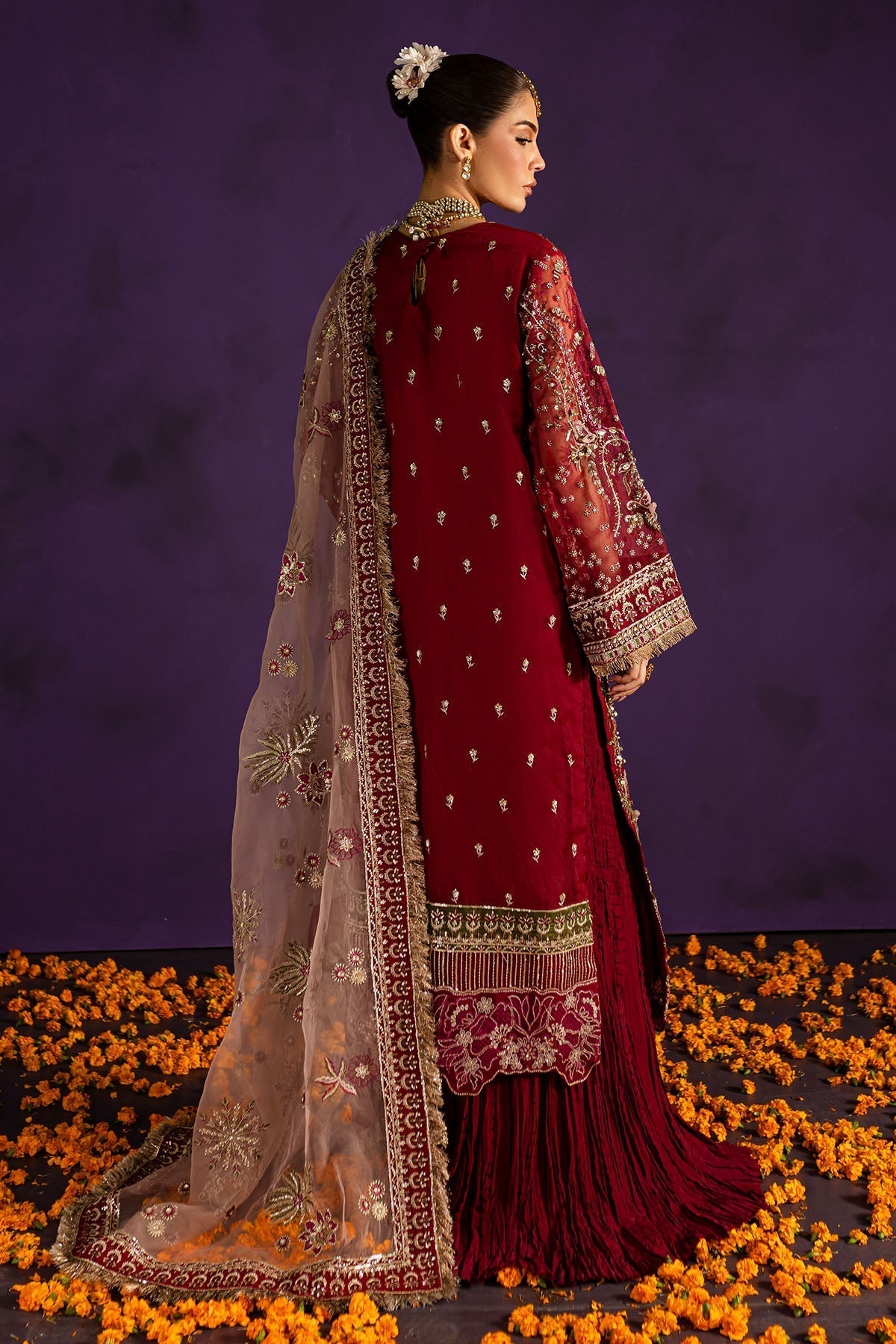 Nureh | Wedding Formals 24 | FP-142 S Maroon Organza