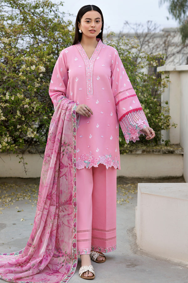 Farasha | Summer Weaves Embroidered Lawn | Soft Mist XL Rose Pink Lawn