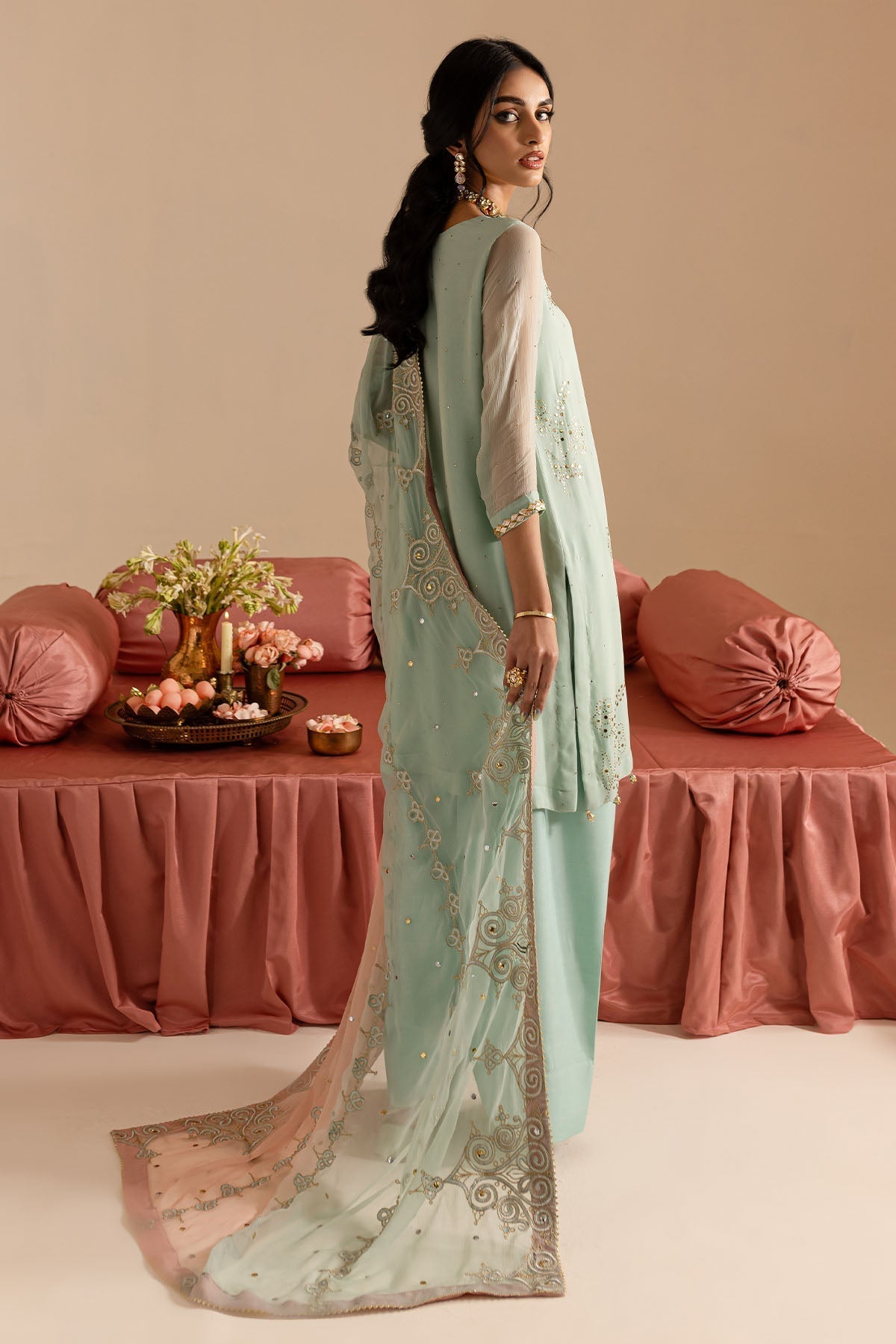 Nureh | Mukeshkari Formals | MK-11 S Ice Blue Chiffon