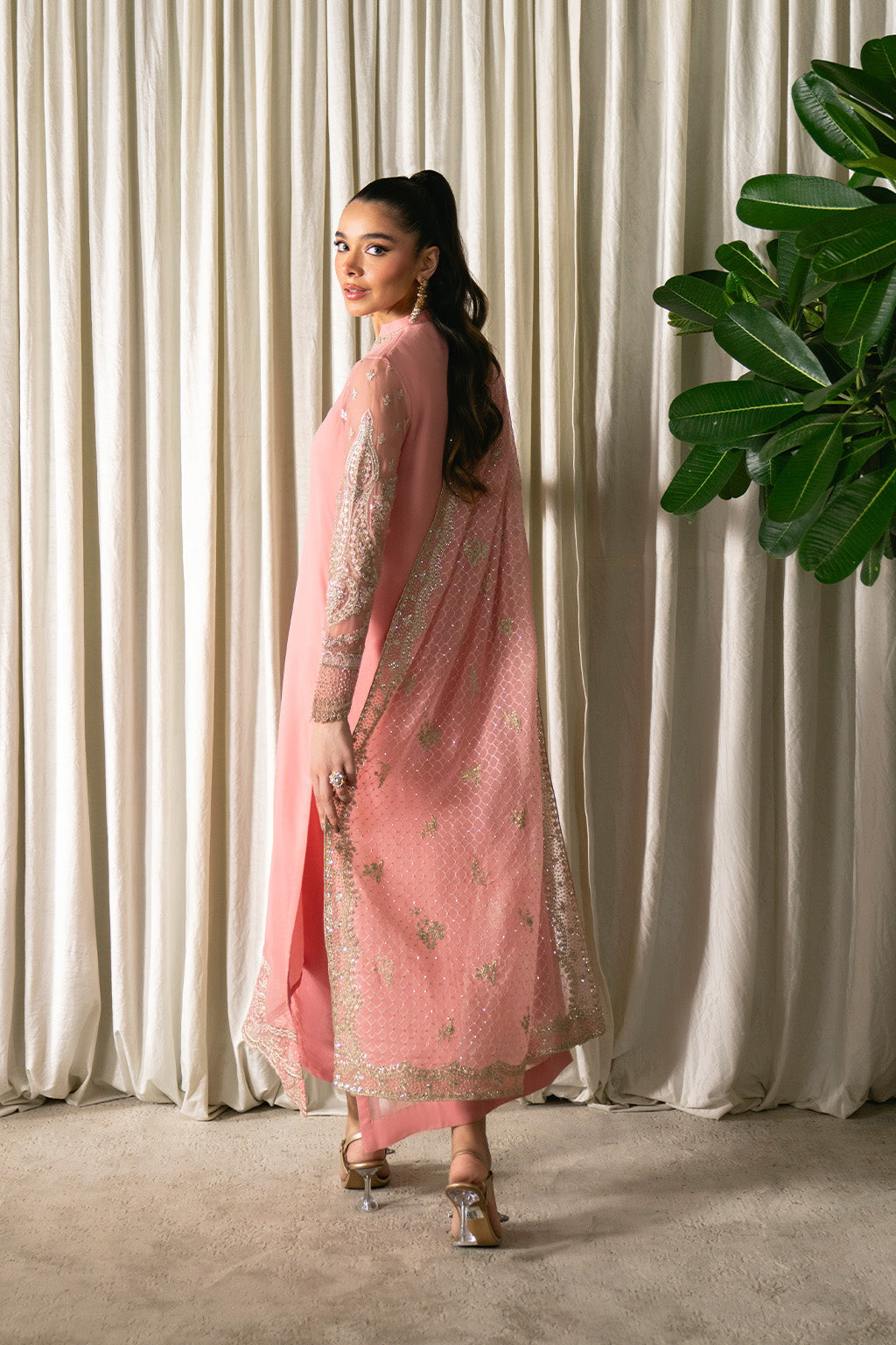 Neeshay | Ready to Wear Chiffon | RTW-CHFN-02 Pink - Pakistani Designer Dress - by Neeshay - Type : Ladies Clothes - 100% Original at Saira Sultan