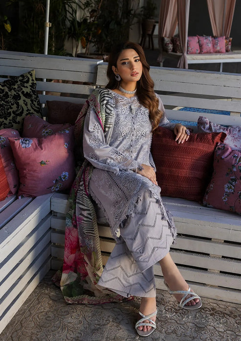 Kahf Premium | Luxury Lawn 25 | KLR-04 Lilia Custom Size Gray Lawn