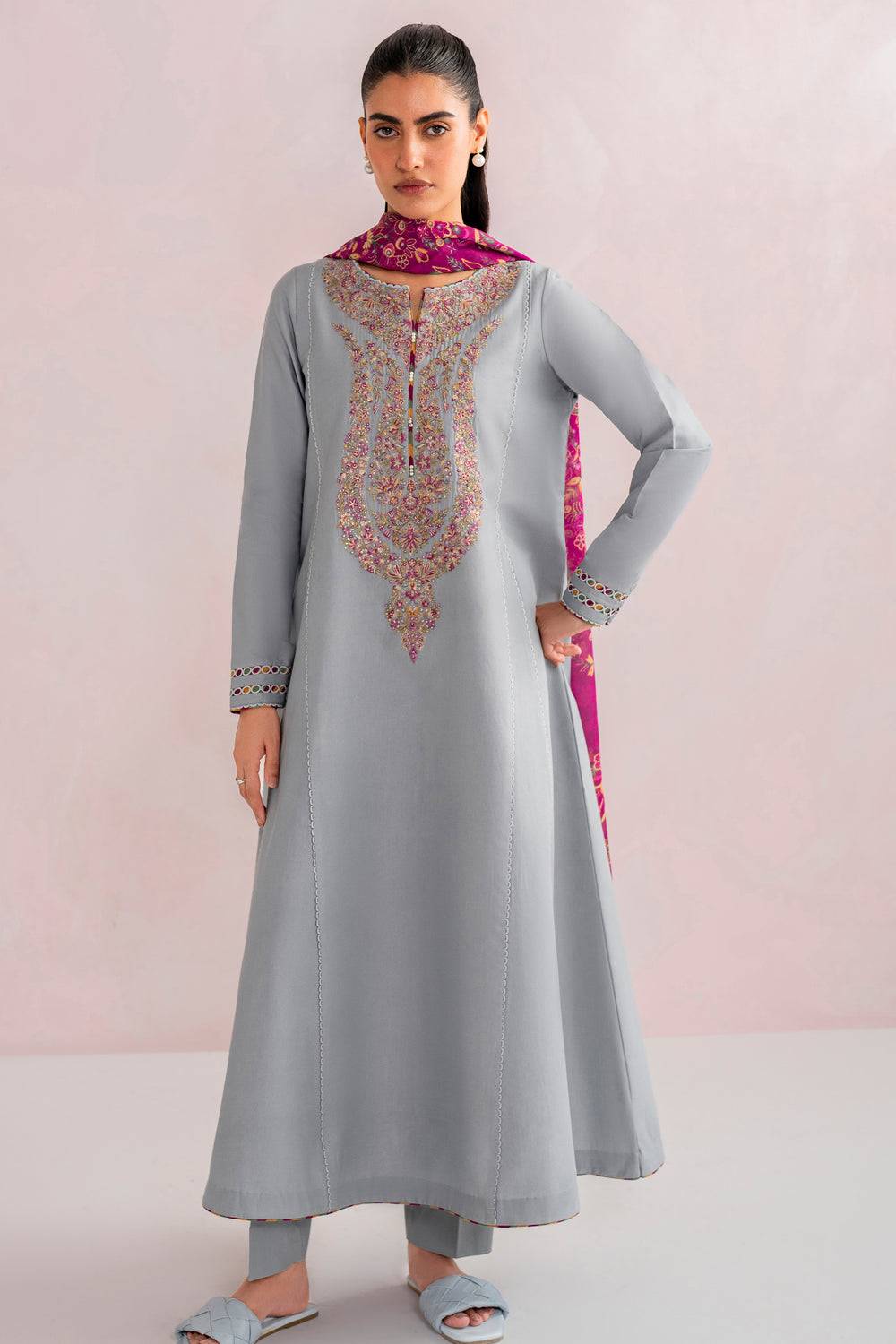 Jazmin | Embroidered Lawn | USE - 9090 - Pakistani Designer Dress - by Jazmin - Type : Ladies Clothes - 100% Original at Saira Sultan