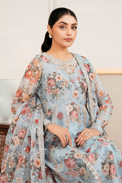 Baroque | Luxury Pret 25 | EMBELLISHED PRINTED CHIFFON PR-1058 - Pakistani Designer Dress - by Baroque - Type : Ladies Clothes - 100% Original at Saira Sultan