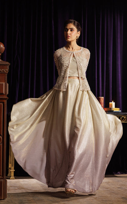 Threads and Motifs | Formal Dresses 25 | Embroidered Cape with Tube and Skirt - Pakistani Designer Dress - by Threads and Motifs - Type : Ladies Clothes - 100% Original at Saira Sultan