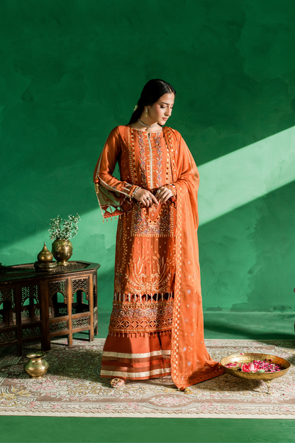 Zebtan | Farmaish Formals | FC-03 XS Dull Orange Chiffon