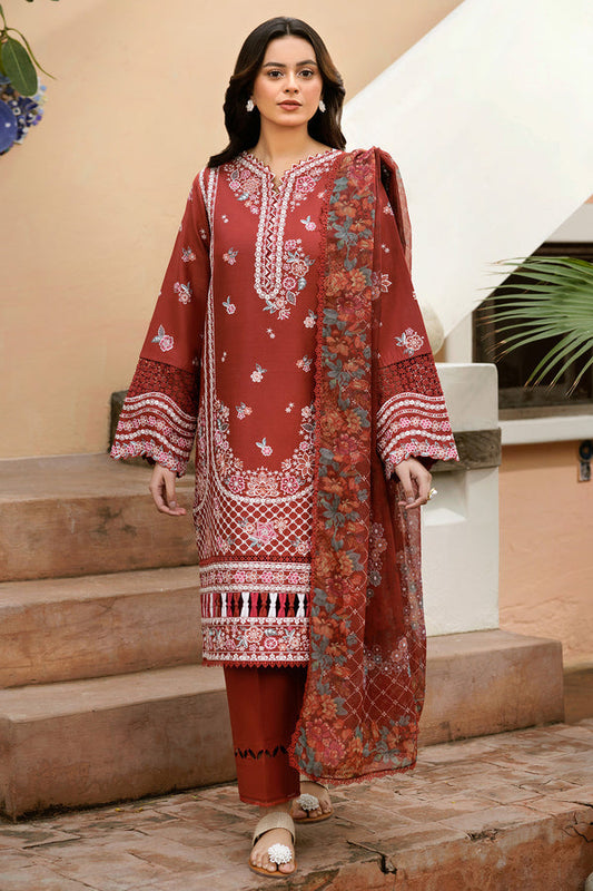 Farasha | Summer Weaves Embroidered Lawn | Russet Flames XS Rust Lawn