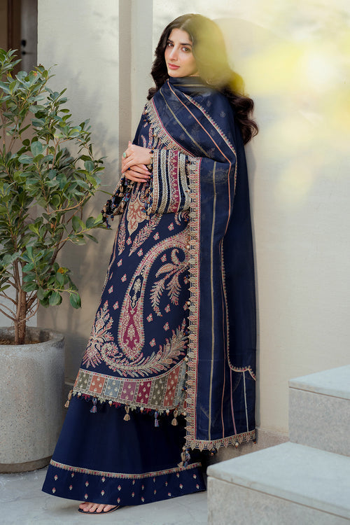Jazmin | Shahkaar Luxury Lawn 25 | SL25-D8 L Navy Blue Lawn