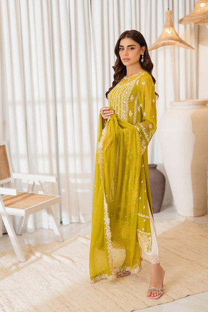 Azure | Ensembles Embroidered Formals | Amber Glow L Mist Yellow Chiffon