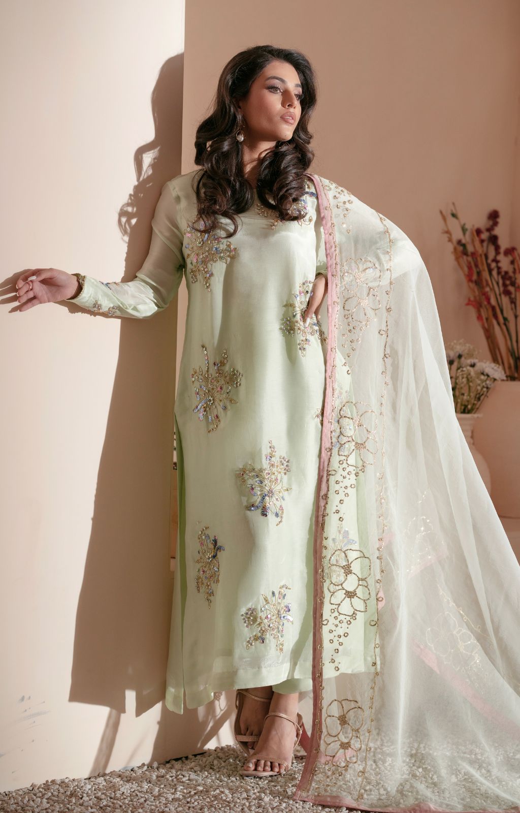Ajr Couture | Symphony Luxe Festive 25 | Ethereal XL Mint Green Tissue Silk