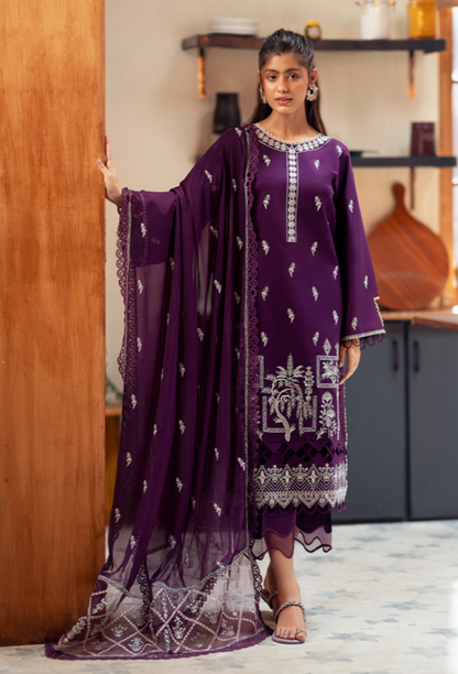 Humdum | Lala Rukh Lawn | Lalarukh - D05 XS Plum Lawn