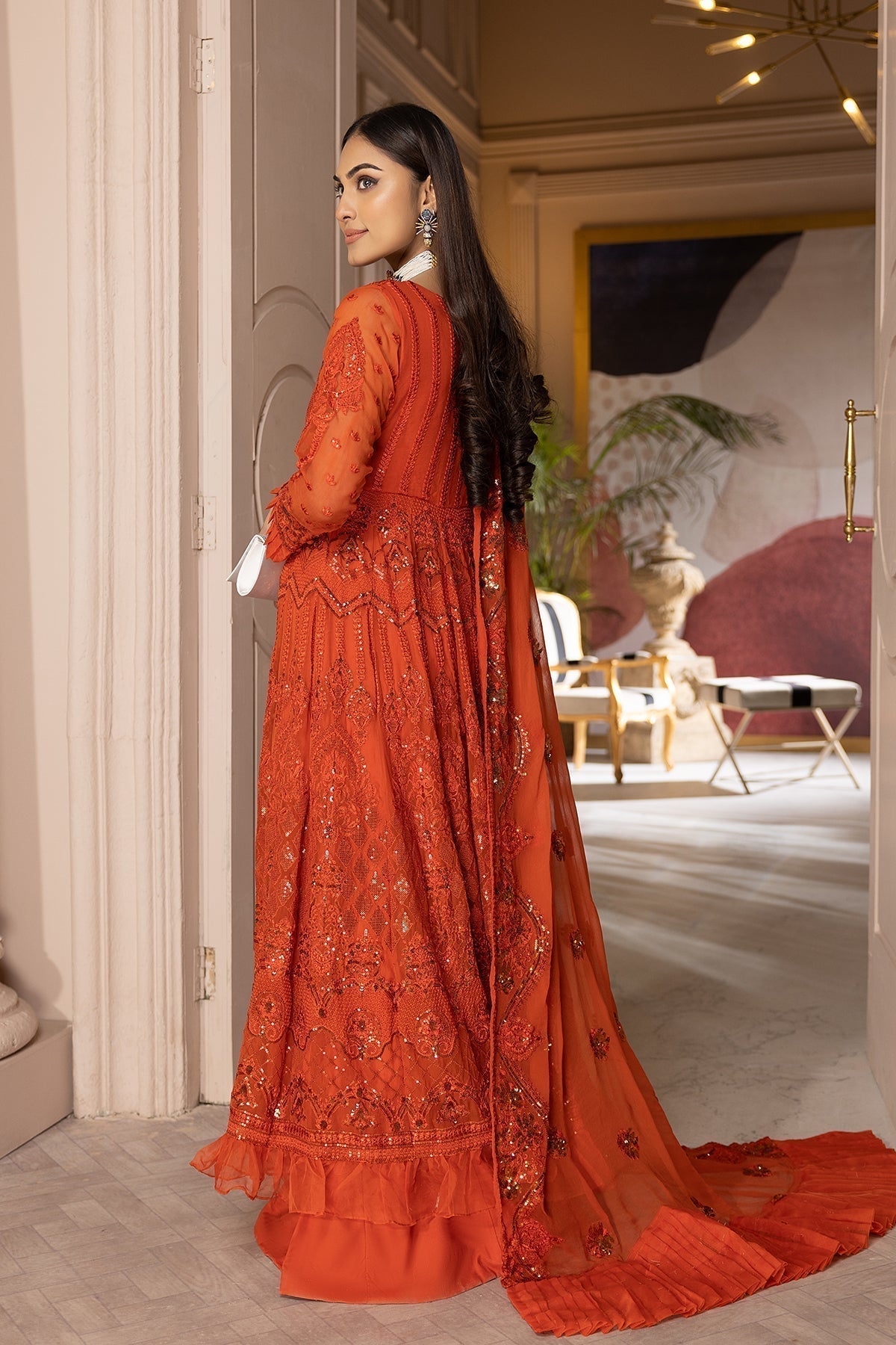 Charizma | Statement Dresses | STM23-08-S L Orange Chiffon