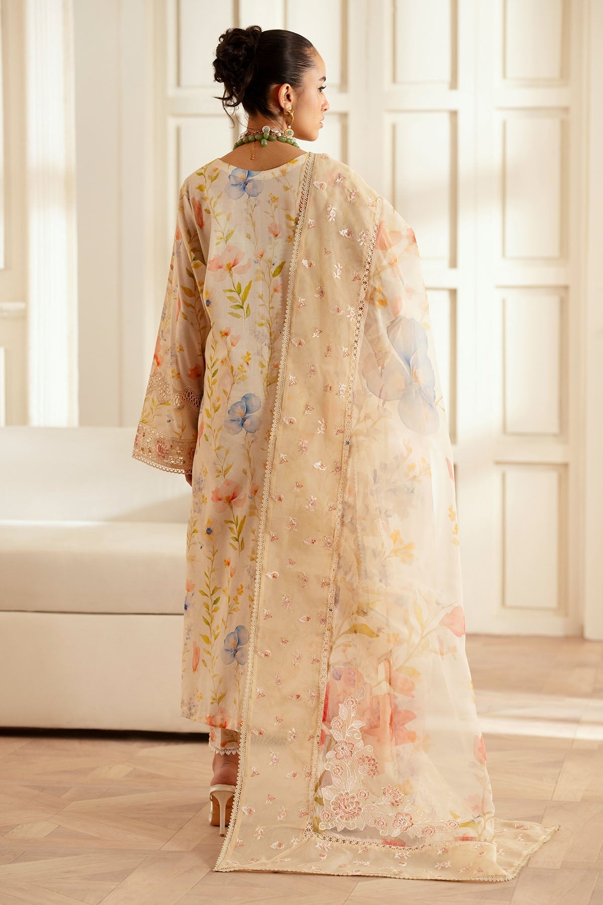 Nureh | Feya Eid Lawn | FE-02 S Ivory Lawn