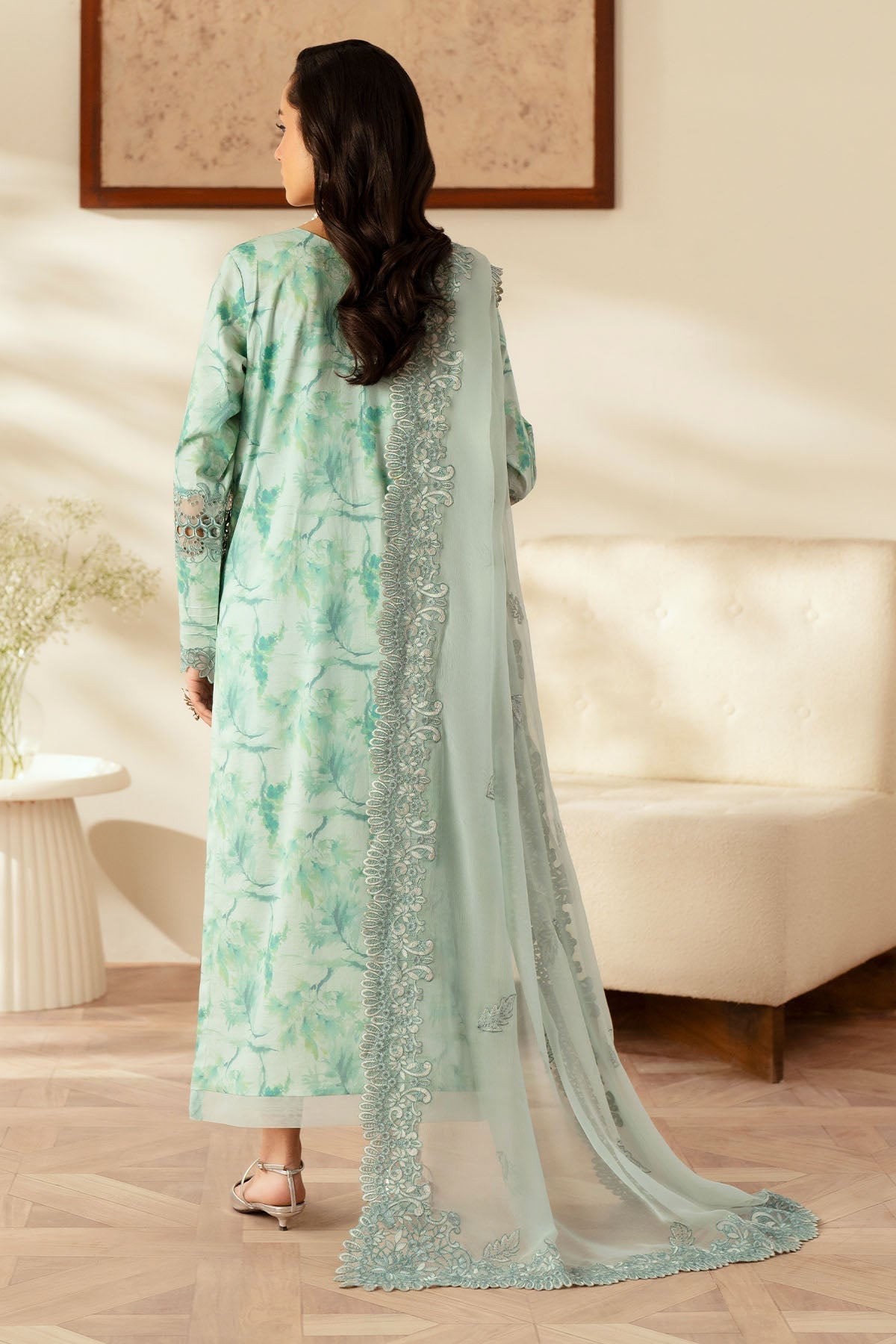 Nureh | Feya Eid Lawn | FE-03 S Ice Blue Lawn