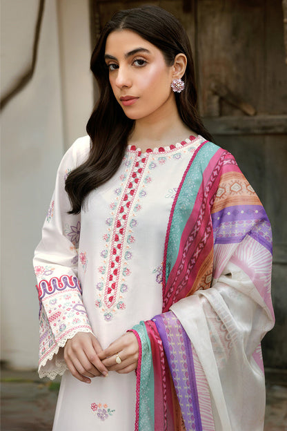 Farasha | Summer Weaves Embroidered Lawn | Pebble Glow L White Lawn