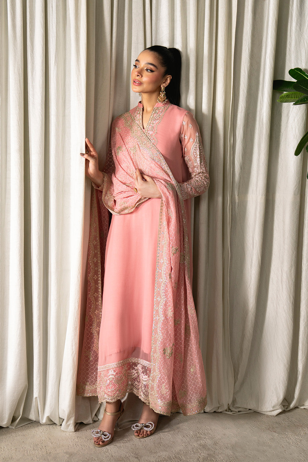 Neeshay | Ready to Wear Chiffon | RTW-CHFN-02 Pink - Pakistani Designer Dress - by Neeshay - Type : Ladies Clothes - 100% Original at Saira Sultan