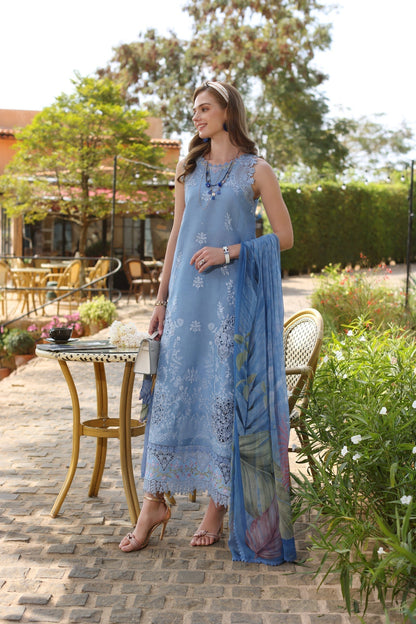 Noor by Saadia Asad | Luxe Chikankari 25 | D4-B XS Ice Blue Lawn