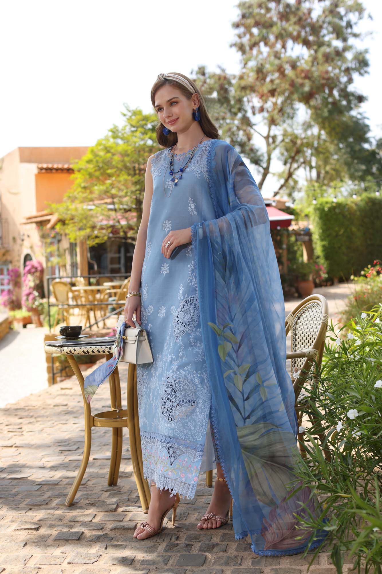 Noor by Saadia Asad | Luxe Chikankari 25 | D4-B M Ice Blue Lawn